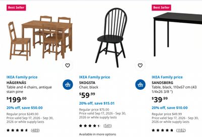 IKEA Canada Dining Furniture Sale: Save 20% on Dining Furniture for IKEA Family Members