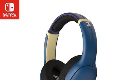 PDP Gaming AIRLITE Stereo Headset with Mic for Nintendo Switch/Switch Lite/OLED - Noise Cancelling Microphone, Lightweight, Soft Comfort On Ear Headphones, 3.5mm Jack -Hyrule Blue
