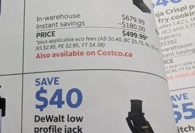 Costco: DeWALT 3 Ton Hydraulic Service Car Jack - $139.99 in store, $159.99 online $