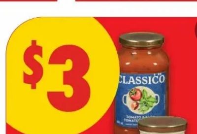Fresh Co: Buy 5 Jars of Classico Pasta Sauce 410-600ml for $4.95 with PM and promo ($4.80 in the West) October 1-7