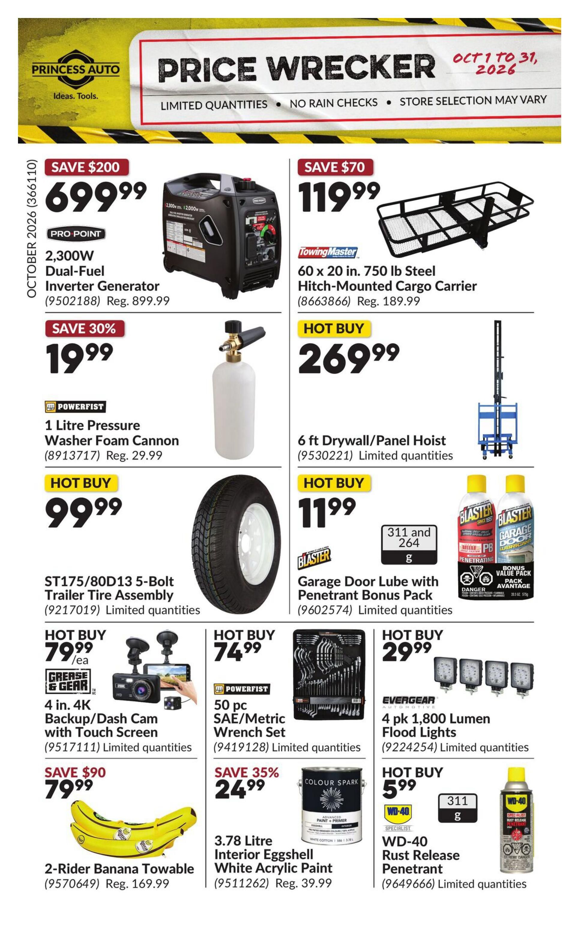 Princess Auto Price Wrecker Flyer October 1 to 31