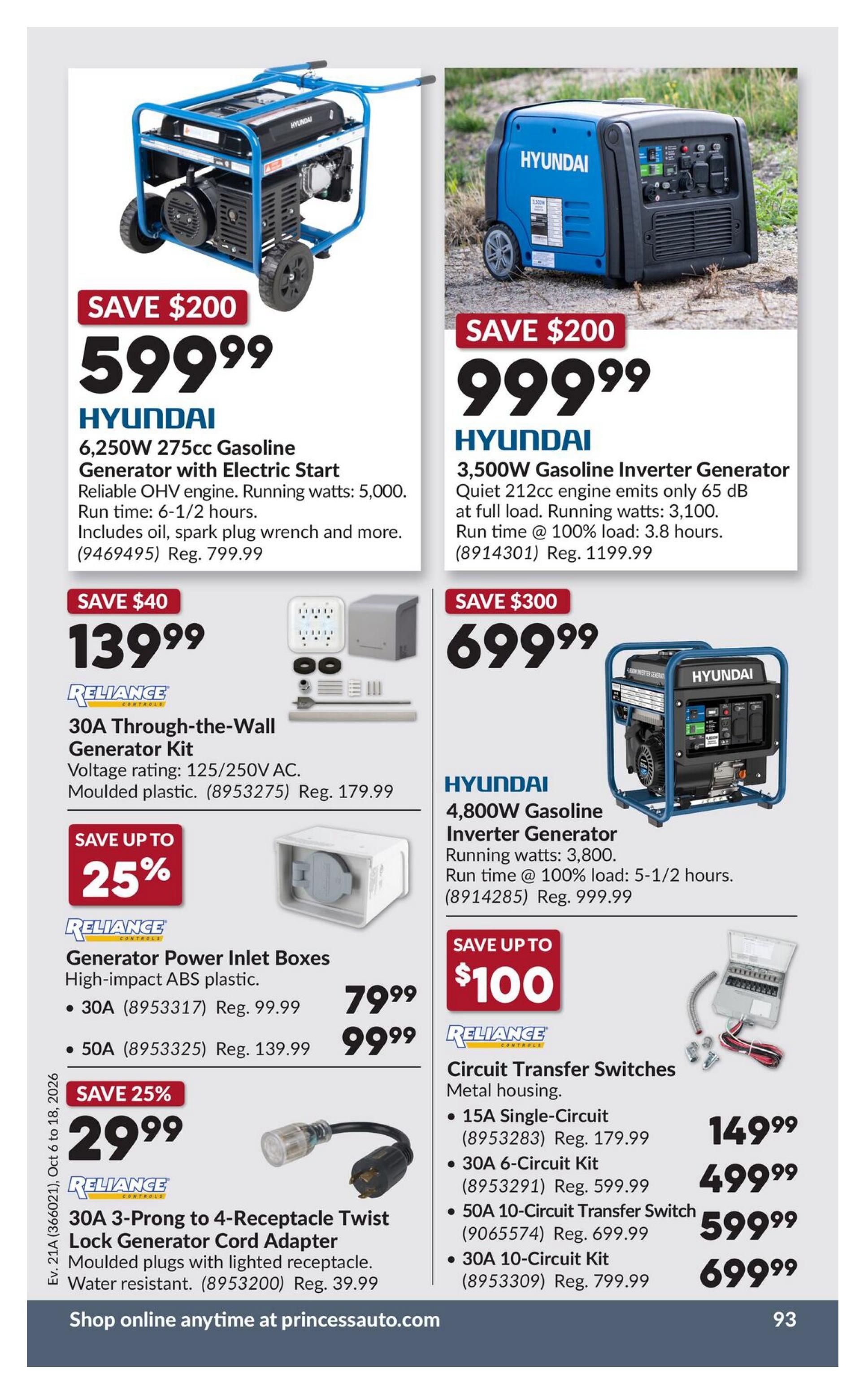 Princess Auto Flyer October 6 to 18