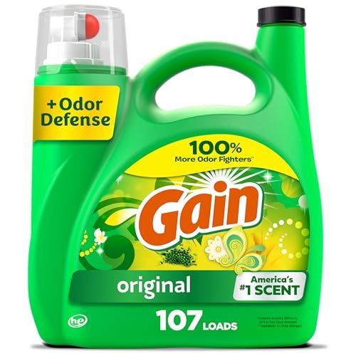 Gain + Aroma Boost Liquid Laundry Detergent, Original Scent, 107 Loads, 154 fl oz, HE Compatible Gain + Aroma Boost Liquid Laundry Detergent, Original Scent, 107 Loads, 154 fl oz, HE Compatible