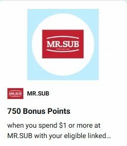 Blue Rewards: 750/1500 Bonus Points for spending $1+/$25+ at MR.SUB, Manchu WOK, and others (Oct 1 - 31)