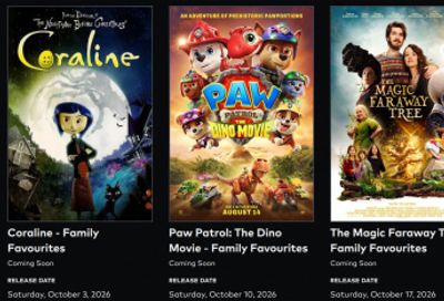 Cineplex Family Favourite Movies For October 2026 For Only $3.99: Caroline, Paw Patrol: The Dino Movie, E.T., + More