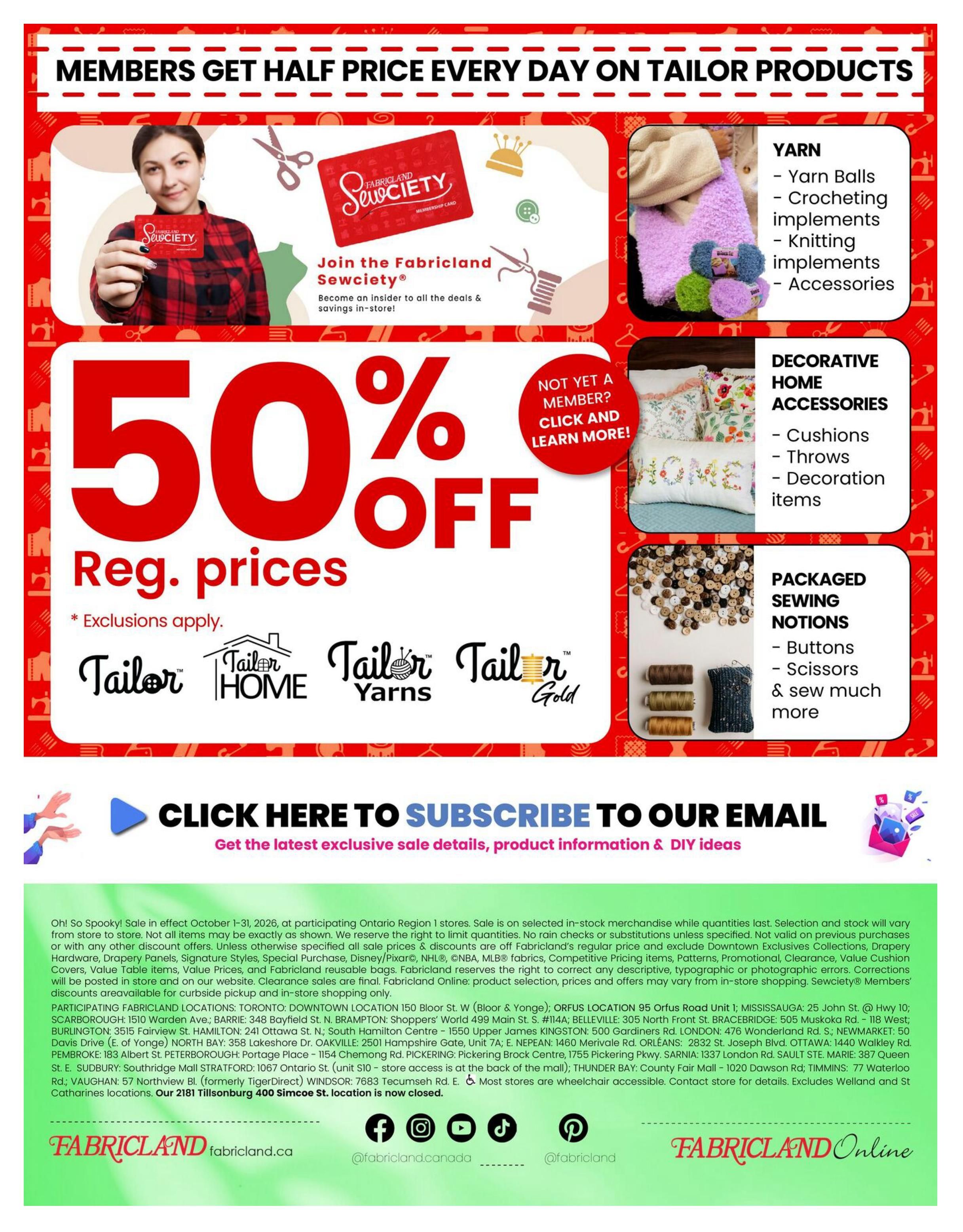Fabricland (ON) Flyer October 1 to 31