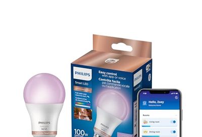 Philips Smart LED A19 E26 100W A-Line Light Bulb, Dimmable Full Color and Tunable White (2200-6500K)