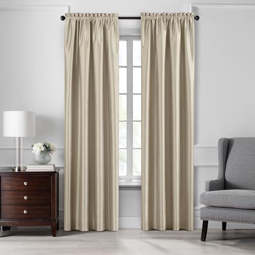 Elrene Home Fashions Colette Faux-Silk Blackout Window Curtain, 52 in x 95 in (1 Panel), Ivory Elrene Home Fashions Colette Faux-Silk Blackout Window Curtain, 52 in x 95 in (1 Panel), Ivory