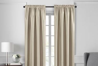 Elrene Home Fashions Colette Faux-Silk Blackout Window Curtain, 52 in x 95 in (1 Panel), Ivory