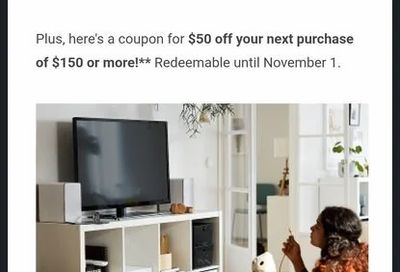 IKEA Family Members - $50 off $150 purchase - Oct 1 to Nov 1