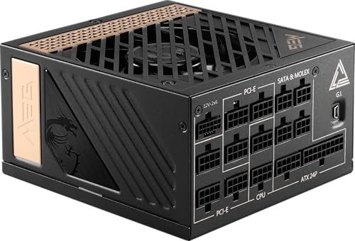 MSI MEG Ai1300P PCIE5, Fully Modular Gaming 1300W Power Supply, 80+ Platinum, 100% Japanese Capacitor, ATX 3.1 & PCIe 5.1 Ready, Low-Noise, MSI Gaming Intelligence, Sleeve Cables, 10 Year Warranty MSI MEG Ai1300P PCIE5, Fully Modular Gaming 1300W Power Supply, 80+ Platinum, 100% Japanese Capacitor, ATX 3.1 & PCIe 5.1 Ready, Low-Noise, MSI Gaming Intelligence, Sleeve Cables, 10 Year Warranty