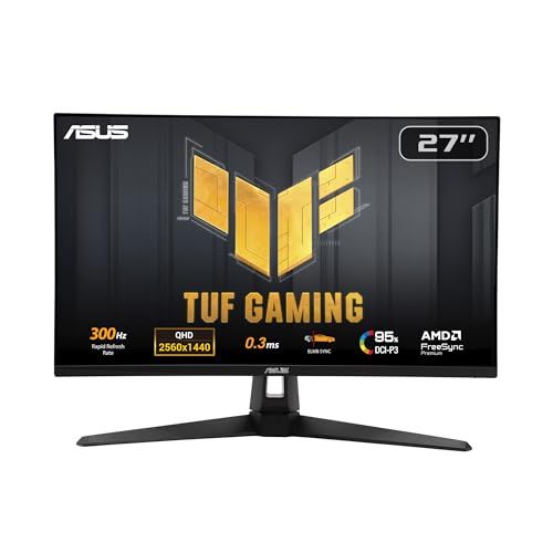 ASUS TUF Gaming 27” 1440P Monitor (VG27AQM5A) - QHD (2560x1440), 300Hz, Fast IPS, Extreme Low Motion Blur Sync, 0.3ms, Speaker, 95% DCI-P3, Shadow Boost, DisplayWidget Center, 3 yr Warranty ASUS TUF Gaming 27” 1440P Monitor (VG27AQM5A) - QHD (2560x1440), 300Hz, Fast IPS, Extreme Low Motion Blur Sync, 0.3ms, Speaker, 95% DCI-P3, Shadow Boost, DisplayWidget Center, 3 yr Warranty