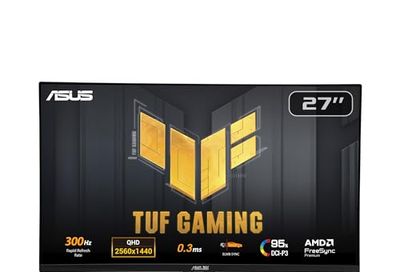 ASUS TUF Gaming 27” 1440P Monitor (VG27AQM5A) - QHD (2560x1440), 300Hz, Fast IPS, Extreme Low Motion Blur Sync, 0.3ms, Speaker, 95% DCI-P3, Shadow Boost, DisplayWidget Center, 3 yr Warranty