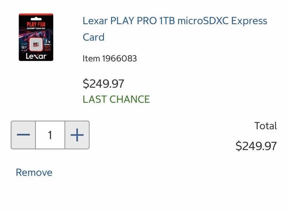 Costco: Lexar Play Pro 1TB microSDXC express card Costco: Lexar Play Pro 1TB microSDXC express card