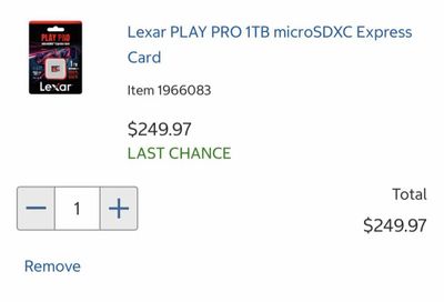Costco: Lexar Play Pro 1TB microSDXC express card