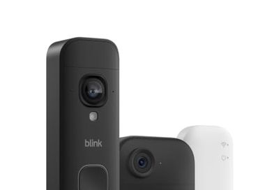 Blink Outdoor 4 and Battery Doorbell 2K+ (newest model) — Two-year battery 1080p camera and 2K battery doorbell. Sync Module Core included — 1 Camera + Doorbell (Black)