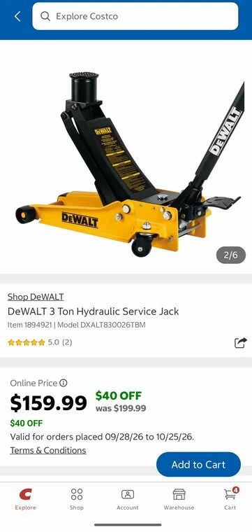 Costco Point claire: DeWALT3 Ton Hydraulic Service Jack 139.99 instore Costco Point claire: DeWALT3 Ton Hydraulic Service Jack 139.99 instore