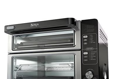 Ninja 12-in-1 Double Oven with FlexDoor, Rapid Top, Convection & Air Fry Bottom, Roast, Toast, Pizza, Stainless, DCT401C