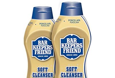 Bar Keepers Friend Soft Liquid Cleanser- Multipurpose Cleaner & Rust Stain Remover for Stainless Steel, Porcelain, Ceramic Tile, Copper, Brass 26 Oz (Pack of 2)
