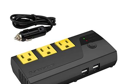 Scosche PI200PS-1 INVERT200-200W Car Power Inverter with 4 USB Ports - 12V DC to 110V AC Converter for Vehicles - Vehicle Outlet Plug Adapter - DC to AC Converter - Car Charger for Laptop Computer