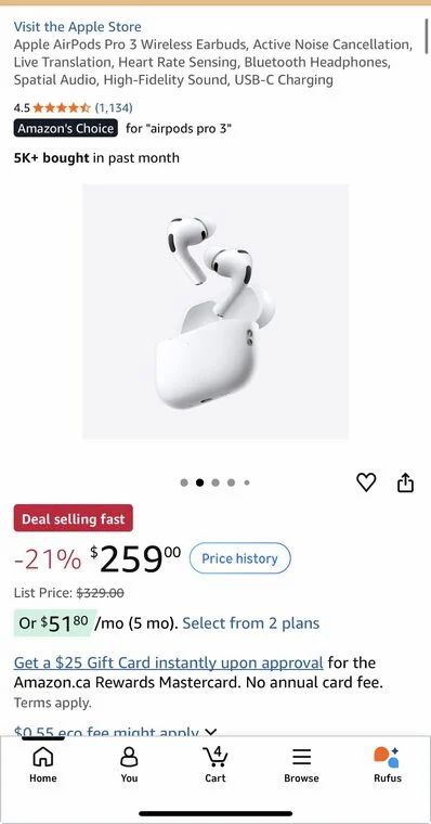 Amazon.com: AirPods Pro 3 $259