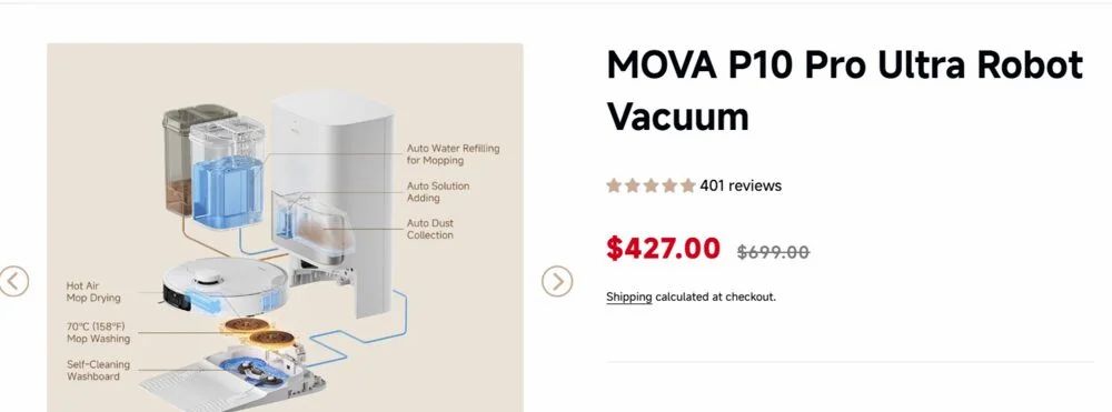 Amazon.com: MOVA P10 Pro Ultra Robot Vacuum & Mop - $399 (ATL) Amazon.com: MOVA P10 Pro Ultra Robot Vacuum & Mop - $399 (ATL)