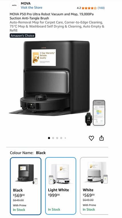 Amazon.ca: MOVA P50 Pro Ultra Robot Vacuum and Mop $569 Amazon.ca: MOVA P50 Pro Ultra Robot Vacuum and Mop $569
