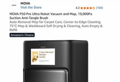 Amazon.ca: MOVA P50 Pro Ultra Robot Vacuum and Mop $569