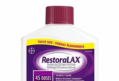 Amazon.ca: RestoraLAX Powder Stool Softener Laxative - Laxatives For Constipation, 765g, Almost 38% off/$23.08