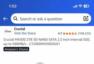 Amazon.ca: Crucial MX500 2TB sata SSD for $214.38