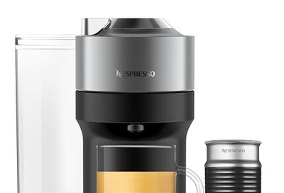 Nespresso Vertuo Pop+ Deluxe Pod Coffee Maker Titan with Milk Frother