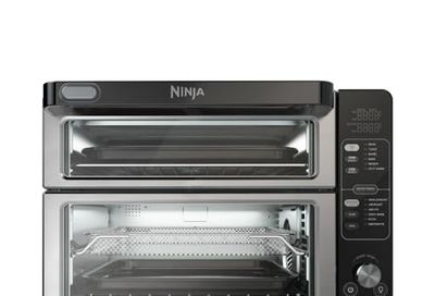 Ninja DCT401 12-in-1 Double Oven with FlexDoor, FlavorSeal & Smart Finish, Rapid Top Convection and Air Fry Bottom, Bake, Roast, Toast, Air Fry, Pizza and More, Stainless Steel