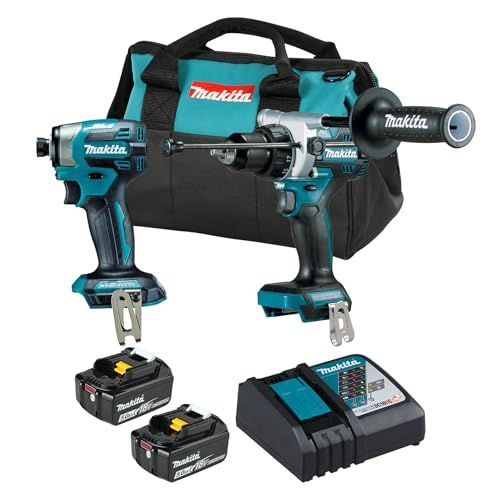Makita 18V LXT Brushless 2-Tool Combo Kit 1/2" Hammer Drill DHP486Z & 1/4" Impact Driver DTD173Z, 5.0Ah Batteries (2 Pack), Rapid Charger, Tool Bag Makita 18V LXT Brushless 2-Tool Combo Kit 1/2" Hammer Drill DHP486Z & 1/4" Impact Driver DTD173Z, 5.0Ah Batteries (2 Pack), Rapid Charger, Tool Bag