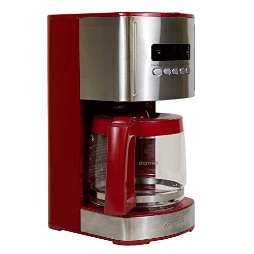 Kenmore Drip Coffee Maker - 12 Cup Programmable Cafe Machine With Glass Pot, Regular & Bold Brew, Auto Shut Off Large Water Reservoir, Reusable Filter, Kitchen Appliances For Cafeteria Barista, Red Kenmore Drip Coffee Maker - 12 Cup Programmable Cafe Machine With Glass Pot, Regular & Bold Brew, Auto Shut Off Large Water Reservoir, Reusable Filter, Kitchen Appliances For Cafeteria Barista, Red