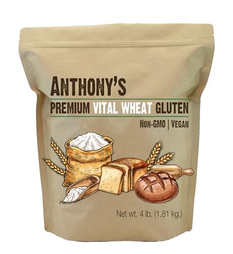 Anthony's Vital Wheat Gluten Powder, Non GMO, Vegan, High Protein, 1.81 Kilogram (Pack of 1) Anthony's Vital Wheat Gluten Powder, Non GMO, Vegan, High Protein, 1.81 Kilogram (Pack of 1)