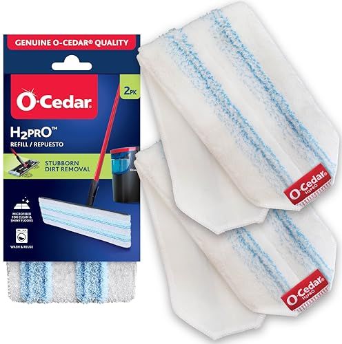 O-Cedar H2prO Flat Mop Head Replacement (Pack of 2) | Machine Washable | Reusable | Microfiber Refill | Removes 99% of Bacteria O-Cedar H2prO Flat Mop Head Replacement (Pack of 2) | Machine Washable | Reusable | Microfiber Refill | Removes 99% of Bacteria