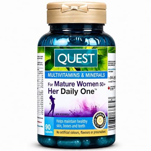Quest Vitamins Her Daily One for Mature Women 50+ – Once-Daily Multivitamin & Mineral Supplement for Bone, Skin & Immune Support – 90 Capsules (3-Month Supply) Quest Vitamins Her Daily One for Mature Women 50+ – Once-Daily Multivitamin & Mineral Supplement for Bone, Skin & Immune Support – 90 Capsules (3-Month Supply)