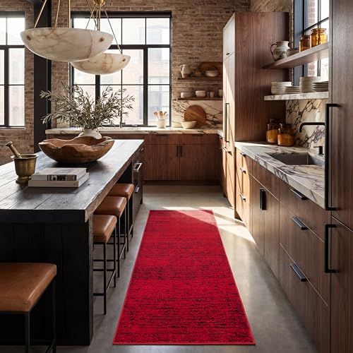 SAFAVIEH Adirondack Collection Runner Rug - 2'6" x 8', Red & Black, Modern Abstract Design, Non-Shedding & Easy Care, Ideal for High Traffic Areas in Living Room, Bedroom (ADR117F) SAFAVIEH Adirondack Collection Runner Rug - 2'6" x 8', Red & Black, Modern Abstract Design, Non-Shedding & Easy Care, Ideal for High Traffic Areas in Living Room, Bedroom (ADR117F)