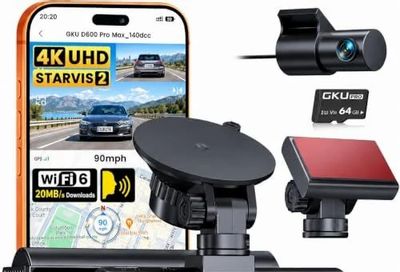 Amazon.ca: GKU 4K Dash Cam Front and Rear Camera w/ STARVIS 2 Sensor - $102.59