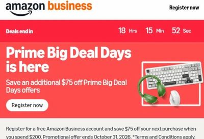Amazon.ca: **YMMV** -- Amazon New Business Account Save $75 off $200 Purchase