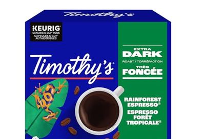 Timothy's Rainforest Espresso K-Cup Coffee Pods, 48 Count For Keurig Coffee Makers