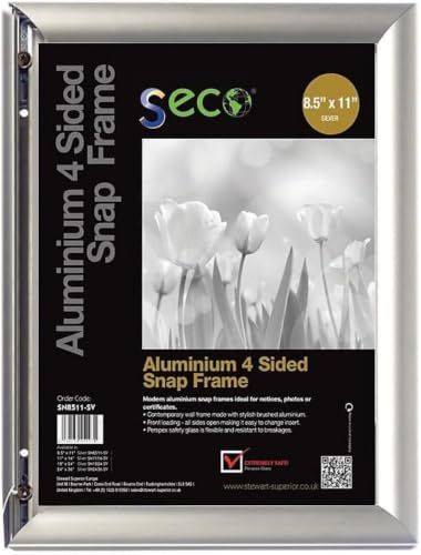 SECO Snap Frame Front Load Easy Open Poster Frame 8.5 x 11-Inch, Silver Anodized (SN8511-SV) SECO Snap Frame Front Load Easy Open Poster Frame 8.5 x 11-Inch, Silver Anodized (SN8511-SV)