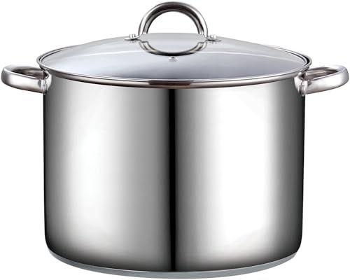 Cook N Home Stockpot with Lid, Basic Stainless Steel Soup Pot, 16-Quart Cook N Home Stockpot with Lid, Basic Stainless Steel Soup Pot, 16-Quart