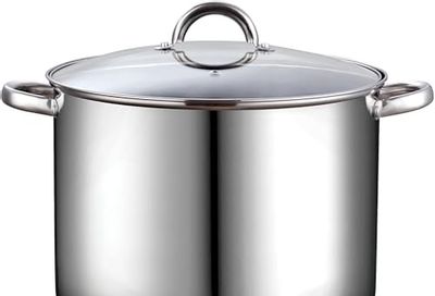 Cook N Home Stockpot with Lid, Basic Stainless Steel Soup Pot, 16-Quart