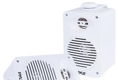Pyle Outdoor/Indoor Speakers, 2-Way Full Range Waterproof Speaker System with 1/2” High Compliance Polymer Tweeter for Home, Boat, Marine, Deck, Patio & Poolside – White