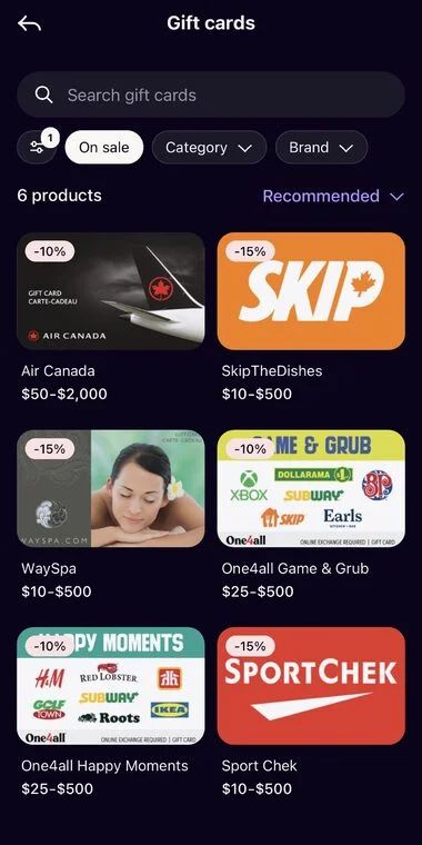 Klarna: Gift cards 10-15 % off - Skipthedishes, Sportchek , Air Canada, One4All Klarna: Gift cards 10-15 % off - Skipthedishes, Sportchek , Air Canada, One4All