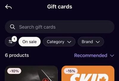 Klarna: Gift cards 10-15 % off - Skipthedishes, Sportchek , Air Canada, One4All
