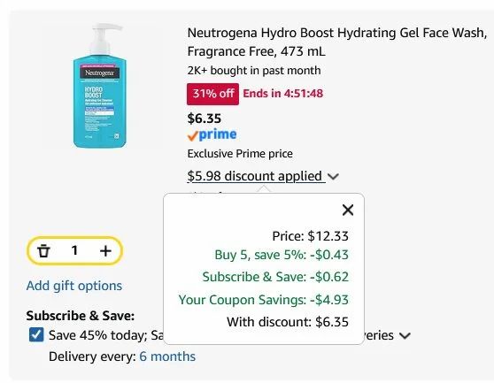Amazon.ca: Neutrogena Hydro Boost Hydrating Gel Face Wash $6.35 with S&S (Was 17.97$) Amazon.ca: Neutrogena Hydro Boost Hydrating Gel Face Wash $6.35 with S&S (Was 17.97$)