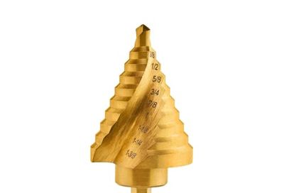 NEIKO 10174A Quick Change Spiral Grooved Step Drill Bit | 10 Step Drill Bit Sizes in One - 1/4" to 1-3/8" | High-Speed Steel and Titanium Nitride Coating | Two-Flute Design