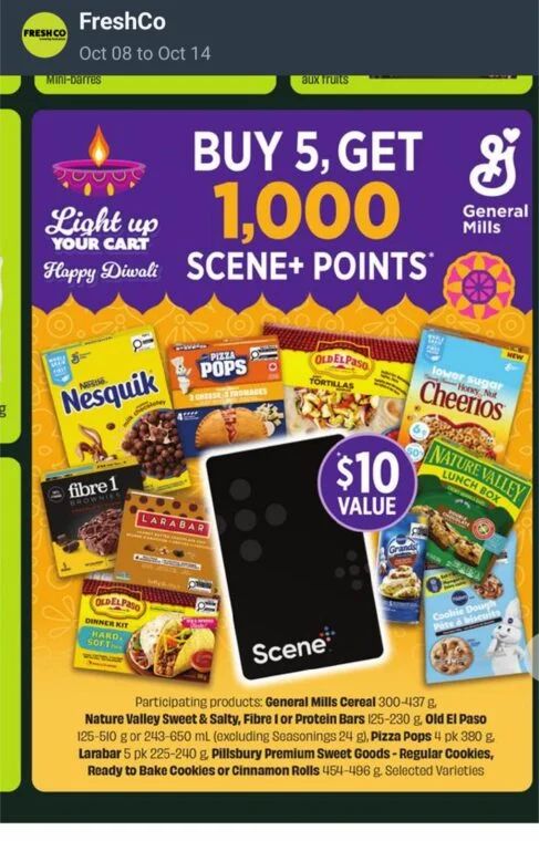 Fresh Co: Freshco buy 5 Nature Valley Sweet & Salty Dark Chocolate 5 pk for $16.89 Get 1000 ($10) Scene Pts + Free Cineplex Movie Fresh Co: Freshco buy 5 Nature Valley Sweet & Salty Dark Chocolate 5 pk for $16.89 Get 1000 ($10) Scene Pts + Free Cineplex Movie